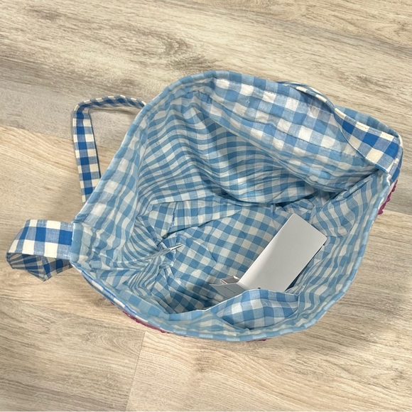 NWT Dodo Bar Or Lili Bag 100% Cotton Tote Purse Blue Purple Embroidered Checker - Picture 5 of 9